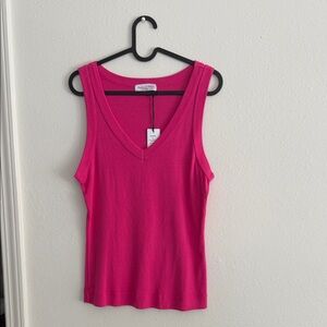 Michael Stars Hot Pink V-Neck Tank Top